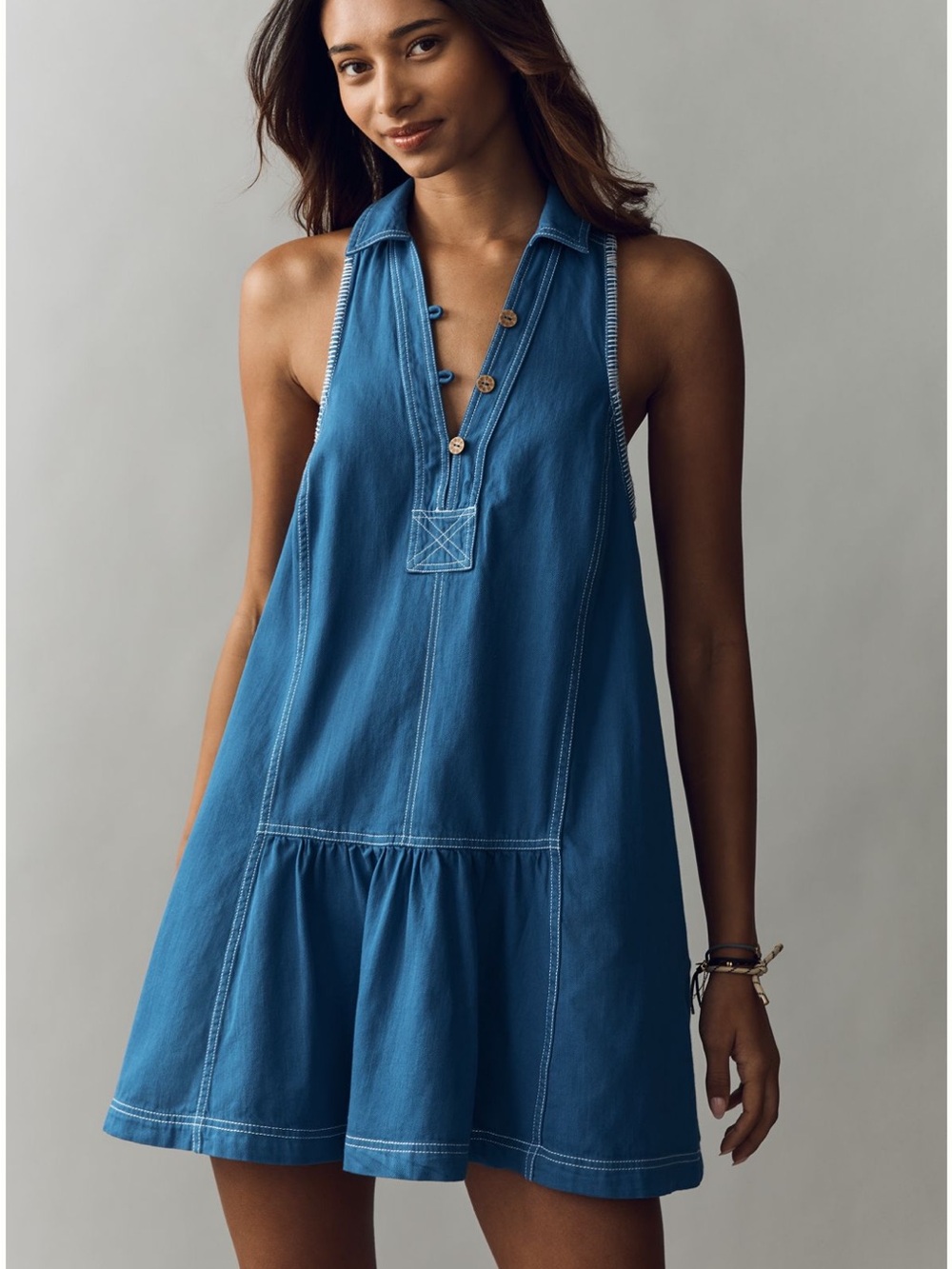 Pilcro Blue Halter-Style Dress, L